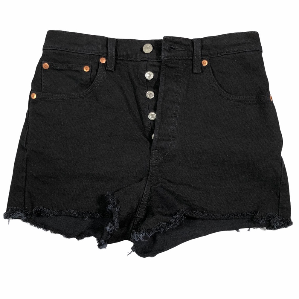 Levi’s Ribcage Black raw hem shorts button fly